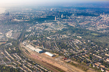 City overview from the old freight depot to the cathedral on the Rhine in the district Ehrenfeld in Köln in the state North Rhine-Westphalia, Germany