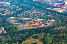 Prison grounds and high security fence Prison on Rochusstrasse in the district Ossendorf in Cologne in the state North Rhine-Westphalia, Germany. Editorial use only !