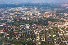 City overview between Äußere Kanalstraße and Iltisstraße in the district Neuehrenfeld in Köln in the state North Rhine-Westphalia, Germany