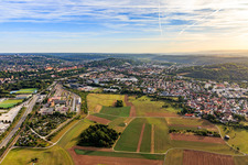 From the southwest in the district Derendingen-Zentrum in Tübingen in the state Baden-Wuerttemberg, Germany