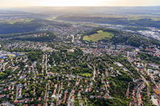Aerial view of Paul-Ehrlich-Straße industrial area in Tübingen in the state Baden-Wuerttemberg, Germany