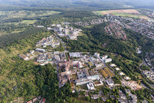 Aerial view of General overview of the hospital grounds of the Clinic Medizinische Universitaetsklinik on Schnarrenberg in Tuebingen in the state Baden-Wurttemberg, Germany