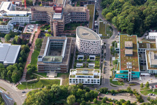 Drone recording of University Hospital Tübingen in Tübingen in the state Baden-Wuerttemberg, Germany