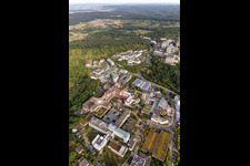 Oblique view of General overview of the hospital grounds of the Clinic Medizinische Universitaetsklinik on Schnarrenberg in Tuebingen in the state Baden-Wurttemberg, Germany