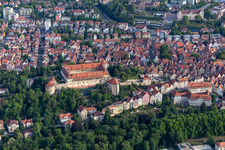 Aerial photograpy of Castle of Hohen Tuebingen in Tuebingen in the state Baden-Wurttemberg, Germany