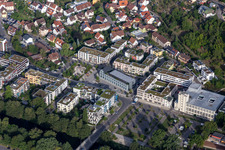 Aerial view of Industrial estate and company settlement Alte Weberei with Egeria GmbH and Baer-Tiger-Wolf in Tuebingen in the state Baden-Wuerttemberg, Germany
