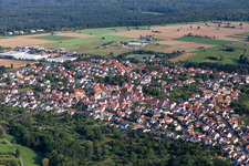 Overview of the town from the south in the district Pfrondorf in Tübingen in the state Baden-Wuerttemberg, Germany
