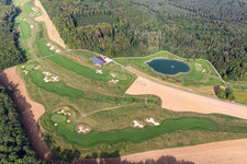 Grounds of the Golf course at Golfclub Schloss Kressbach in Kressbach in the state Baden-Wuerttemberg, Germany from above