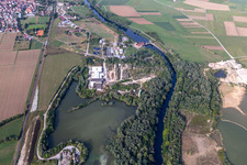 Aerial view of Kiebingen sewage treatment plant in Rottenburg am Neckar in the state Baden-Wuerttemberg, Germany