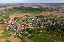 Village view on the edge of agricultural fields and land in Hirschau in the state Baden-Wuerttemberg, Germany