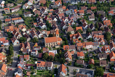 Aerial view of Church building " St. Aegidius " in Hirschau in the state Baden-Wuerttemberg, Germany