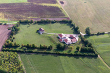 Exposure of archaeological excavation sites on the area of a Roman house in Kilchberg in the state Baden-Wuerttemberg, Germany
