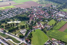 Aerial view of Town View of the streets and houses of the residential areas in Kilchberg in the state Baden-Wuerttemberg, Germany