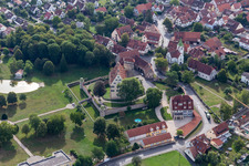 Aerial photograpy of Town View of the streets and houses of the residential areas in Kilchberg in the state Baden-Wuerttemberg, Germany