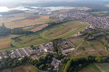 Aerial view of Racetrack racecourse - trotting Rennbahn Iffezheim in Iffezheim in the state Baden-Wuerttemberg, Germany