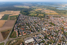 Village on the banks of the area Rhine - river course in Iffezheim in the state Baden-Wuerttemberg, Germany