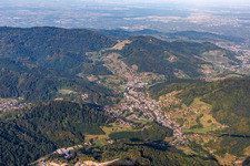 Town View of the streets and houses of the residential areas in Ottenhoefen im Schwarzwald in the state Baden-Wurttemberg, Germany