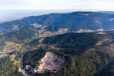 Aerial view of Quarry for the mining and handling of Granit Ottenhoefen in Ottenhoefen im Schwarzwald in the state Baden-Wuerttemberg, Germany