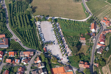 Caravans and RVs on the RV site Festplatz in Durbach in the state Baden-Wuerttemberg, Germany
