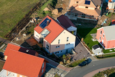 Oblique view of New development area An den Tongruben in Rheinzabern in the state Rhineland-Palatinate, Germany