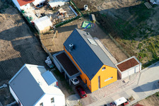 New development area An den Tongruben in Rheinzabern in the state Rhineland-Palatinate, Germany from the plane