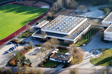 Aerial view of IGS Rheinzabern, Römerbad School in Rheinzabern in the state Rhineland-Palatinate, Germany