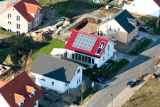 New development area An den Tongruben in Rheinzabern in the state Rhineland-Palatinate, Germany from the drone perspective