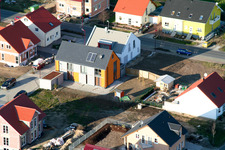 New development area An den Tongruben in Rheinzabern in the state Rhineland-Palatinate, Germany from a drone