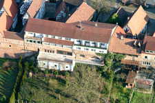 Half-timbered house and multi-family house- residential area in the old town area and inner city center Am Hinterstaedl in Jockgrim in the state Rhineland-Palatinate