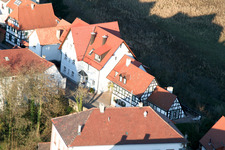 Aerial view of Ludwigstr in Jockgrim in the state Rhineland-Palatinate, Germany