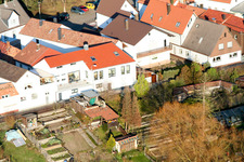 Bahnhofstr in Jockgrim in the state Rhineland-Palatinate, Germany from the plane