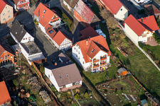Oblique view of Main Street in Freckenfeld in the state Rhineland-Palatinate, Germany