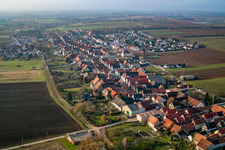 Main street from the east in Freckenfeld in the state Rhineland-Palatinate, Germany