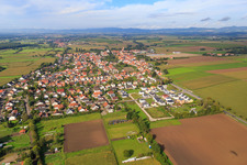 Village view from the east in Minfeld in the state Rhineland-Palatinate, Germany