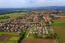 Aerial photograpy of New development area in Holderbusch from the east in Minfeld in the state Rhineland-Palatinate, Germany