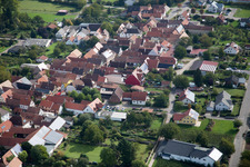 Aerial view of At the rectory garden in the district Heuchelheim in Heuchelheim-Klingen in the state Rhineland-Palatinate, Germany