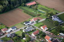 At the rectory garden in the district Heuchelheim in Heuchelheim-Klingen in the state Rhineland-Palatinate, Germany from above