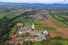 Industrial estate Industriestraße from the east in Billigheim-Ingenheim in the state Rhineland-Palatinate, Germany