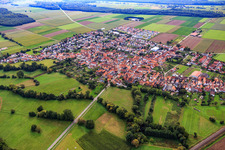 Overview of the town from the northwest in Steinweiler in the state Rhineland-Palatinate, Germany