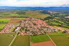 Aerial view of Overview of the town from the east in Steinweiler in the state Rhineland-Palatinate, Germany