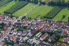Aerial view of Saarstr in Kandel in the state Rhineland-Palatinate, Germany