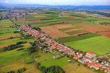 Aerial photograpy of Saarstraße town exit to W in Kandel in the state Rhineland-Palatinate, Germany