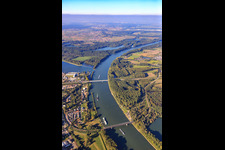 Rhine bridges for the railway and federal highway 35 in Germersheim in the state Rhineland-Palatinate, Germany