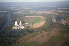Aerial view of Philippsburg in the state Baden-Wuerttemberg, Germany
