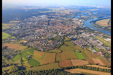 Oblique view of City overview from the south in Speyer in the state Rhineland-Palatinate, Germany