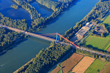 Pylon bridge for the A61 motorway over the Rhine in Hockenheim in the state Baden-Wuerttemberg, Germany