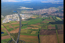 A61 towards motorway junction Hockenheim in Hockenheim in the state Baden-Wuerttemberg, Germany