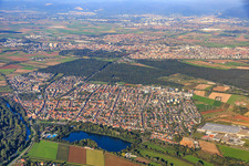 View of the town from the southwest in Ketsch in the state Baden-Wuerttemberg, Germany