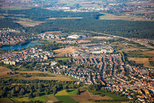 Aerial view of Schütte-Lanz-Park commercial area in Brühl in the state Baden-Wuerttemberg, Germany
