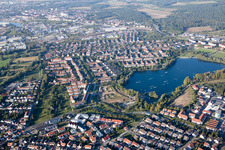 Aerial photograpy of District Rheinau in Mannheim in the state Baden-Wuerttemberg, Germany